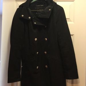 Women’s long black raincoat